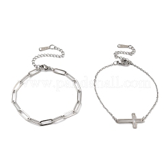 Наборы браслетов-цепочек и тросов из нержавеющей стали марки 304 AJEW-U005-05A-P