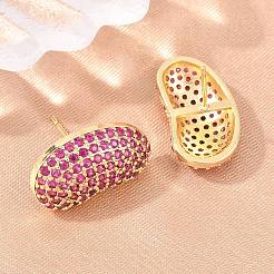 Boucles d'oreilles en laiton avec zircone cubique de micro pave&nbsp;EJEW-K324-09G-02