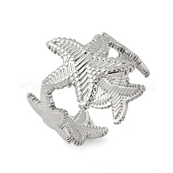 女性用304ステンレススチールオープンカフリング  ステンレス鋼色  ヒトデ  15mm&nbsp;RJEW-U060-01A-P