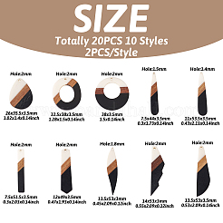 20 pièces 10 styles pendentifs en résine opaque et bois de noyer&nbsp;RESI-TA0001-65