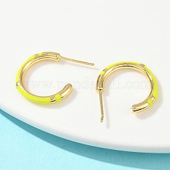 С-образные серьги-гвоздики из латуни с эмалью EJEW-S277-11G