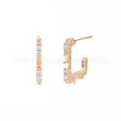 Латунные микро-паве прозрачные серьги-гвоздики из циркония&nbsp;KK-S364-128