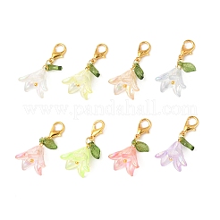 8 шт. 8-х цветные акриловые подвесные украшения-цветы HJEW-FS00034-02