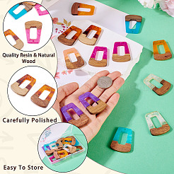 16шт 8 цвета подвески из смолы и дерева&nbsp;RESI-TA0003-72