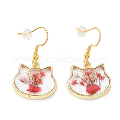 Ohrringe aus Legierung und getrockneten Blumen&nbsp;EJEW-Z169-01G-03