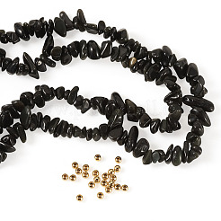 1 hebra de cuentas de chips de obsidiana natural&nbsp;G-TAD0001-04