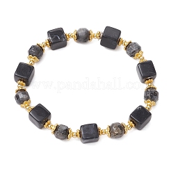 Натуральные бусины ларвикита эластичные браслеты для мужчин и женщин&nbsp;BJEW-JB12013