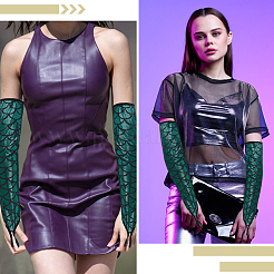 Перчатки из полиэстера с рыбьей чешуей AJEW-WH20006-222B