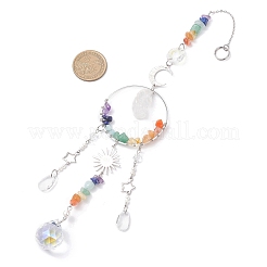 Натуральные кварцевые кристаллы и стеклянные каплевидные подвесные ловцы солнца HJEW-JM04486