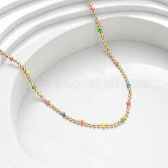 Женские ожерелья из нержавеющей стали 304 с разноцветной эмалью в виде шариков&nbsp;NJEW-K255-44G