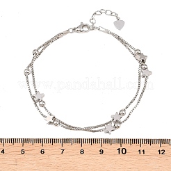 Mehrreihige Armbänder aus Messing mit Kastenkette für Damen&nbsp;LS-BJEW-C140-27P