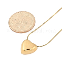 304 нержавеющая сталь кулон в форме сердца круглая цепочка-змейка ожерелья для женщин NJEW-B122-01G-02