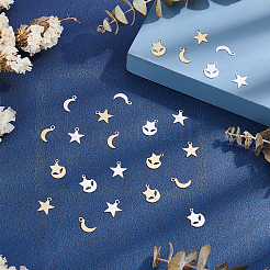 60 шт. 3 латунных подвески в виде луны и звезды KK-PH0039-79