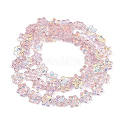電気メッキガラスビーズセット  花  ABカラーメッキ  半分メッキ  ミスティローズ  12x13x5mm  穴：1mm  約50個/連  25.59''（65センチメートル）&nbsp;EGLA-P069-02A-AB05