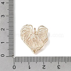 真鍮チャーム  ハート型の葉っぱのチャーム  切り取る  18KGP本金メッキ  20x19x3.5mm  穴：3x1.5mm&nbsp;KK-H293-06C-G