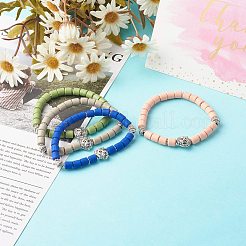 Bracciali elasticizzati fatti a mano con perle di argilla polimerica&nbsp;BJEW-JB06550
