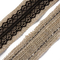 黄麻布リボン  ヘシアンリボン  ジュートリボン  レースで  ジュエリー作りのための  ブラック  1-1/2インチ（38mm）  約2m /ロール&nbsp;X-OCOR-S126-01