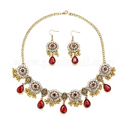 Комплекты из ожерелий и серег-подвесок из сплава со стразами FS-WG6751B-06