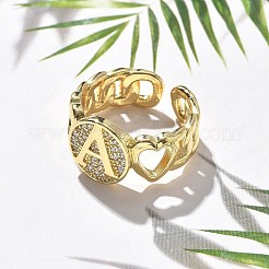 Кольца-манжеты из латуни с микропаве из прозрачного кубического циркония для женщин RJEW-K289-02G