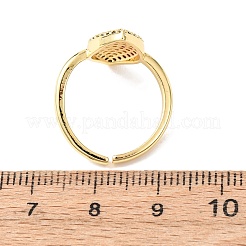 Латунные микропаве кубические цирконии манжеты открытые кольца для женщин&nbsp;RJEW-K264-09B-G
