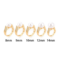 Закрепка колец-штифтов в форме головы кошки из латуни с микропаве из прозрачного кубического циркония KK-T076-13G