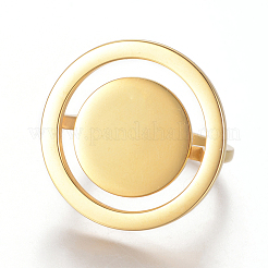 304ステンレススチール指輪  フラットラウンド  ゴールドカラー  サイズ6  16mm&nbsp;RJEW-I064-15G-16mm