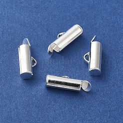 真鍮製コードエンドパーツ  カドミウムフリー＆鉛フリー  コラム  925銀メッキ  12x4mm  穴：1.5mm  内径：3mm&nbsp;FIND-Z039-22C-S