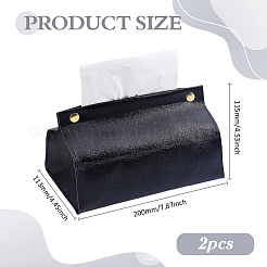 PUレザーティッシュボックス  長方形  ブラック  200x115x113mm&nbsp;AJEW-WH0816-558B
