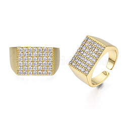 Кубический цирконий прямоугольная печатка открытое кольцо-манжета RJEW-N037-021