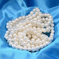 ABカラーメッキシェルパールラウンドビーズ連売り  ホワイト  12mm  穴：0.8~1mm  約33個/連  15.74インチ&nbsp;BSHE-L011-12mm-C001