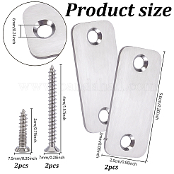 201ステンレス鋼ドアロック穴カバープレート  ネジ付き  ステンレス鋼色  56x25x2mm&nbsp;DIY-WH0750-373B