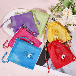 6 шт. 6-х цветные прямоугольные тканевые упаковочные мешочки ABAG-CA0001-15