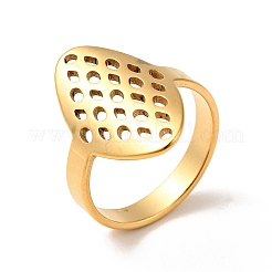 Ионное покрытие (ip) 201 нержавеющая сталь овальное с точкой кольцо для женщин&nbsp;RJEW-G266-33G