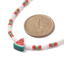 Collares de cuentas de frutas de arcilla polimérica hechos a mano con tema de verano&nbsp;NJEW-JN04157