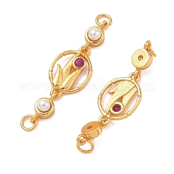Ciondoli con connettori a forma di fiore in ottone con zirconi cubici&nbsp;KK-D113-04G-02