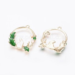 Подвески в виде кроликов из позолоченного сплава с эмалью&nbsp;ENAM-L024-L01-G