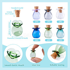 6шт 6 цвета стеклянных бутылок орнамент&nbsp;AJEW-TA0001-74