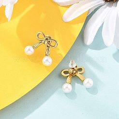 Серьги-гвоздики из пластика и жемчуга из нержавеющей стали 304 EJEW-M072-04G