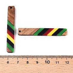 Подвески из ямайской цветной эпоксидной смолы и орехового дерева RESI-N039-122D