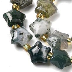 Природные моховой агат бисер нитей G-Z080-A27-10mm