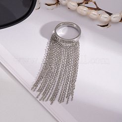 Кольца из нержавеющей стали с преувеличенной бахромой и простой цепочкой с кисточками для женщин EO0364