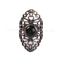 Anelli per dita retrò in ossidiana naturale&nbsp;RJEW-B067-02R-29