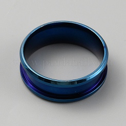 Geriffelte Fingerringfassungen aus Edelstahl 304&nbsp;RJEW-WH0010-08C-BL