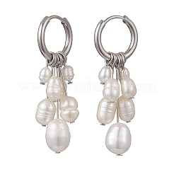 Серьги-кольца с натуральным жемчугом&nbsp;EJEW-JE06933-02