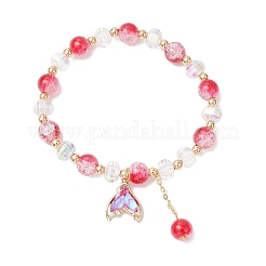 4шт латунные стеклянные бусины эластичные браслеты BJEW-JB11769-02