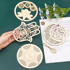 Деревянный богемный символ энергии медитации чашка коврики DJEW-WH0034-65B