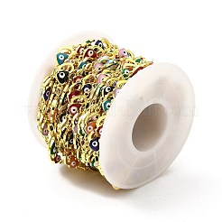 Cuore smaltato in ottone ecologico fatto a mano con catena a maglie malocchio&nbsp;CHC-I045-11G