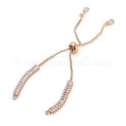 Изготовление прямоугольного браслета-слайдера из латуни с прозрачным кубическим цирконием BJEW-U005-01G