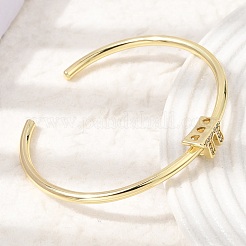 Bracelets manchettes en laiton micro pavé avec zircone cubique transparente pour femmes&nbsp;KK-CBAED06-08B-G