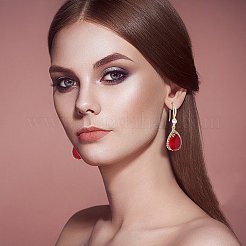 4 пара двухцветных стеклянных сережек-капель EJEW-AN0003-95